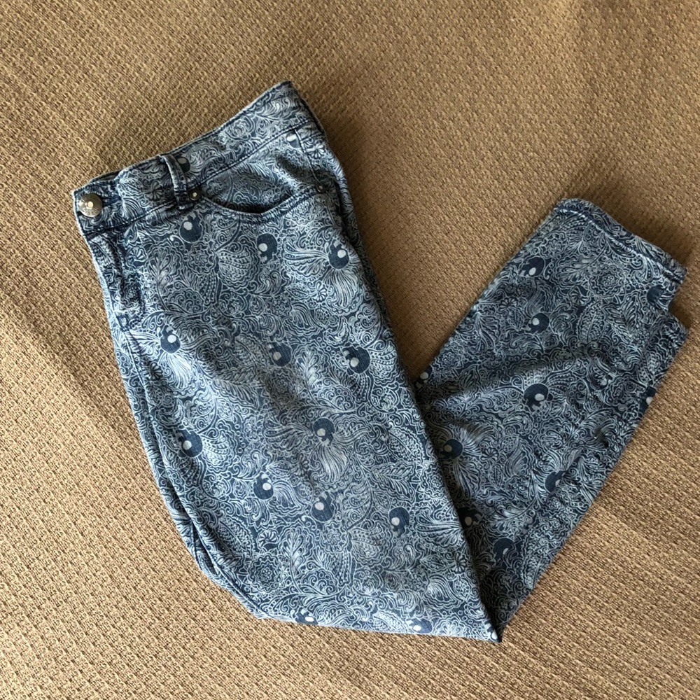 Unique skull design denim jeans